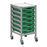 Gratnells Dynamis Low Single Cart Set 41 in Silver with 3