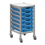 Gratnells Dynamis Low Single Cart Set 41 in Silver with 3
