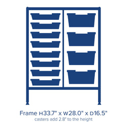 Gratnells Dynamis Double Cart Set 23 Silver with 3" 2 Braked Casters & Optional Feet and 8- 3 inch deep and 4-6 inch Trays (GRA-DYTM244C01)