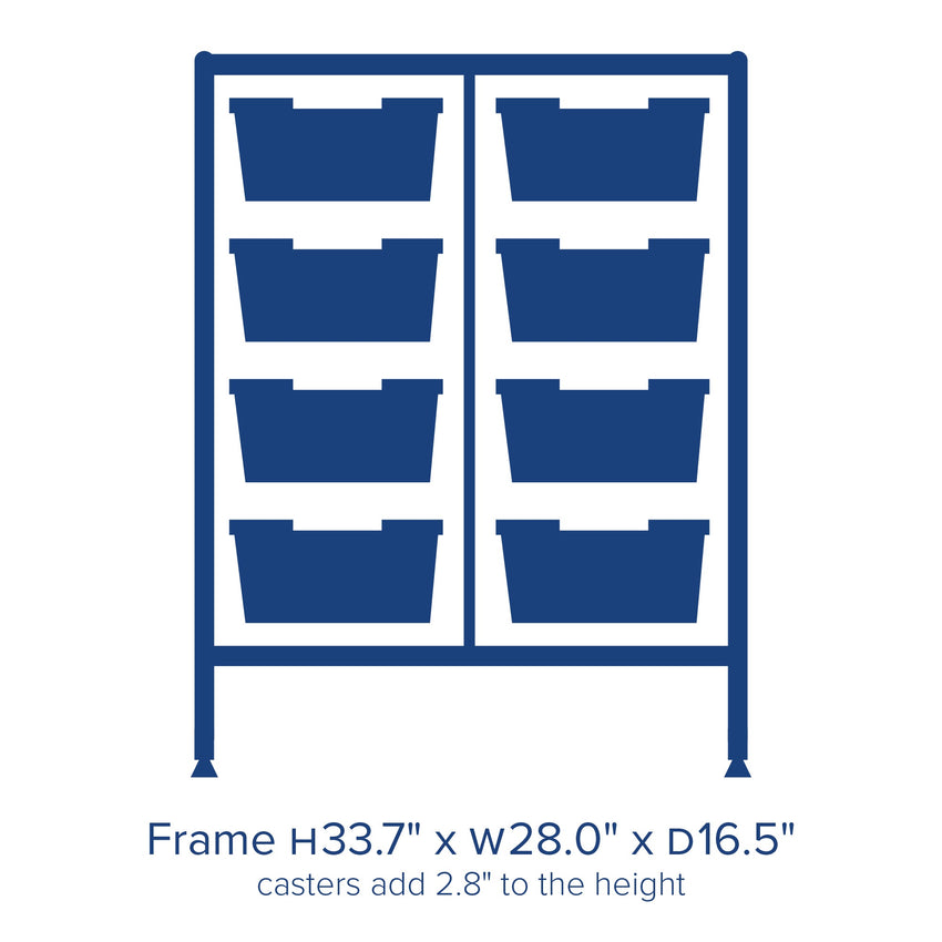 Gratnells Dynamis Double Cart Set 13 Silver with 3" 2 Braked Casters & Optional Feet and 8 - 6 inch deep Trays (GRA - DYTM244F02) - SchoolOutlet