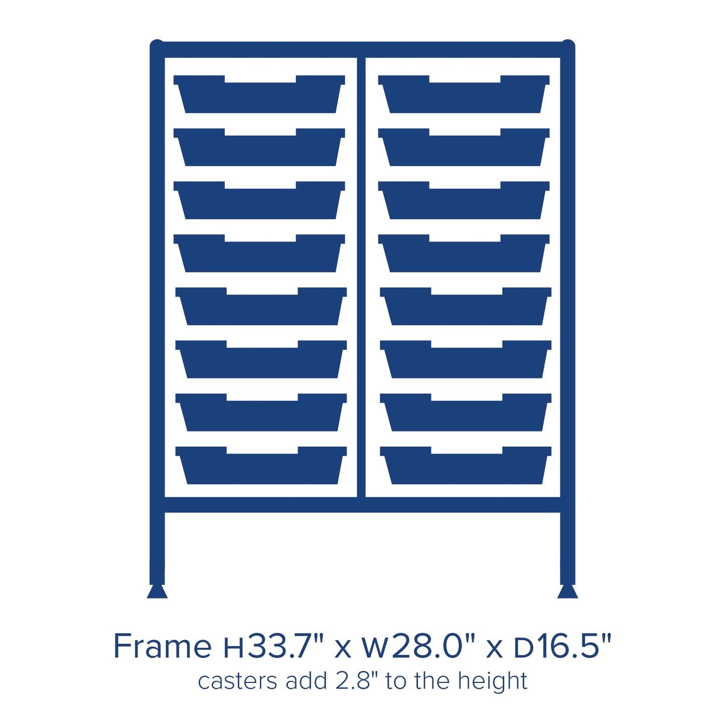 Gratnells Dynamis Double Cart Set 5 Silver with 3" 2 Braked Casters & Optional Feet and 16 - 3 inch deep Trays (GRA - DYTM244F01) - SchoolOutlet