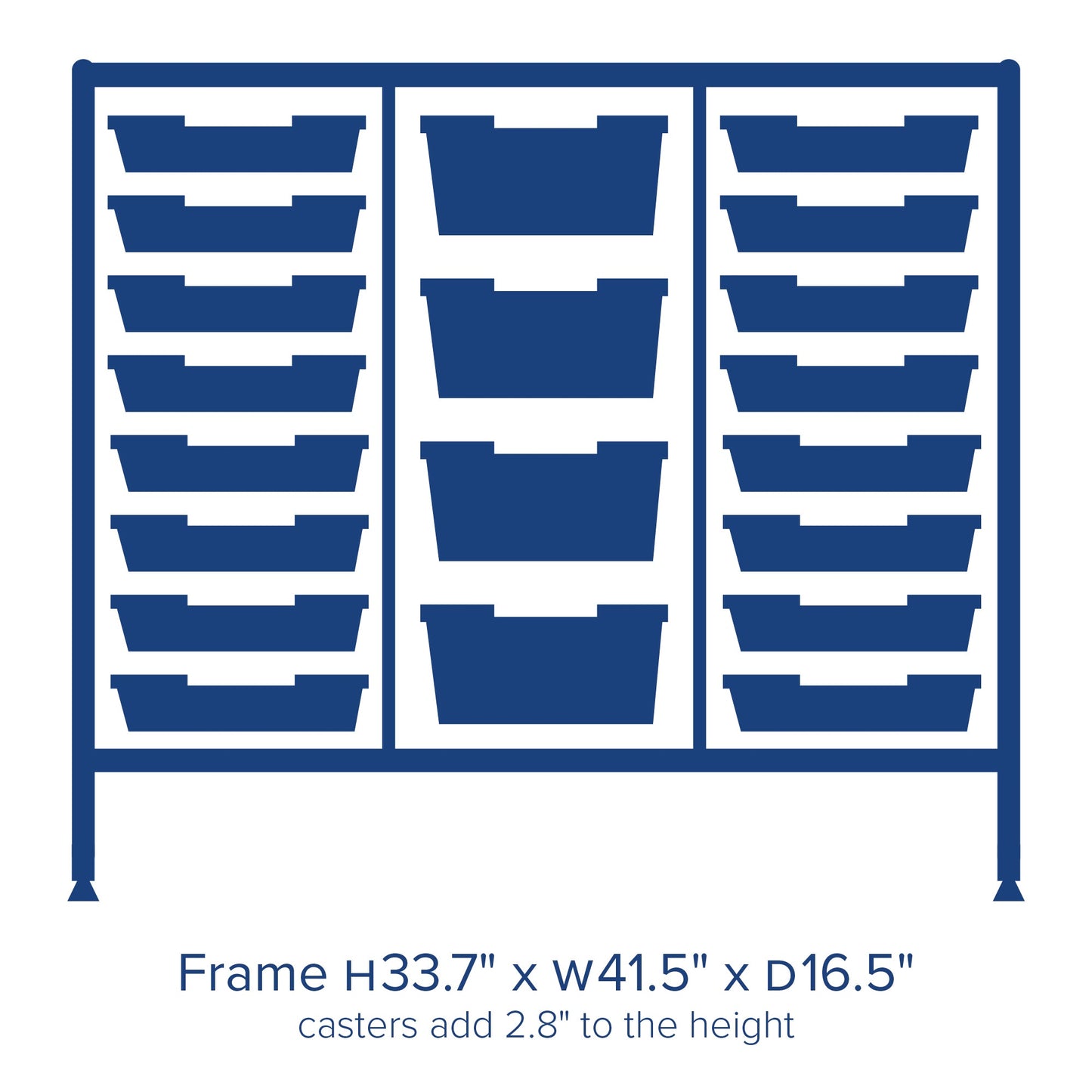 Gratnells Dynamis Triple Cart Set 9 Silver with 3" 2 Braked Casters & Optional Feet and 16 - 3 inch deep and 4 - 6 inch deep Trays (GRA - DYTM344C01) - SchoolOutlet