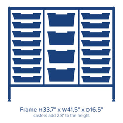 Gratnells Dynamis Triple Cart Set 9 Silver with 3" 2 Braked Casters & Optional Feet and 16-3 inch deep and 4-6 inch deep Trays (GRA-DYTM344C01)