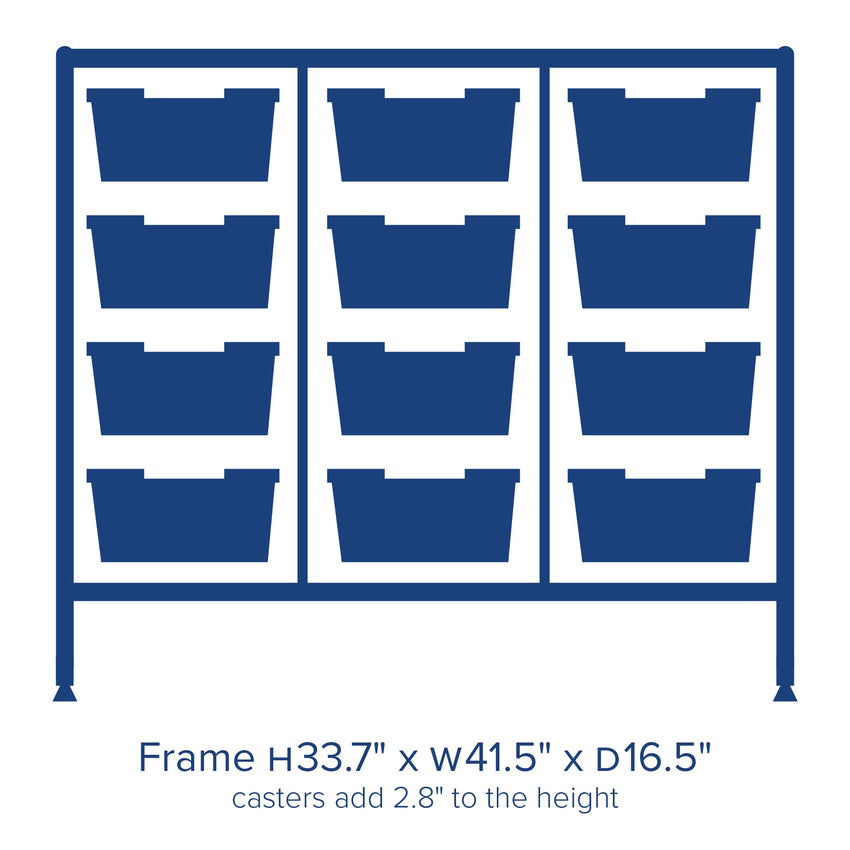 Gratnells Dynamis Triple Cart Set 7 Silver with 3" 2 Braked Casters & Optional Feet and 12 - 6 inch deep Trays (GRA - DYTM344F02) - SchoolOutlet