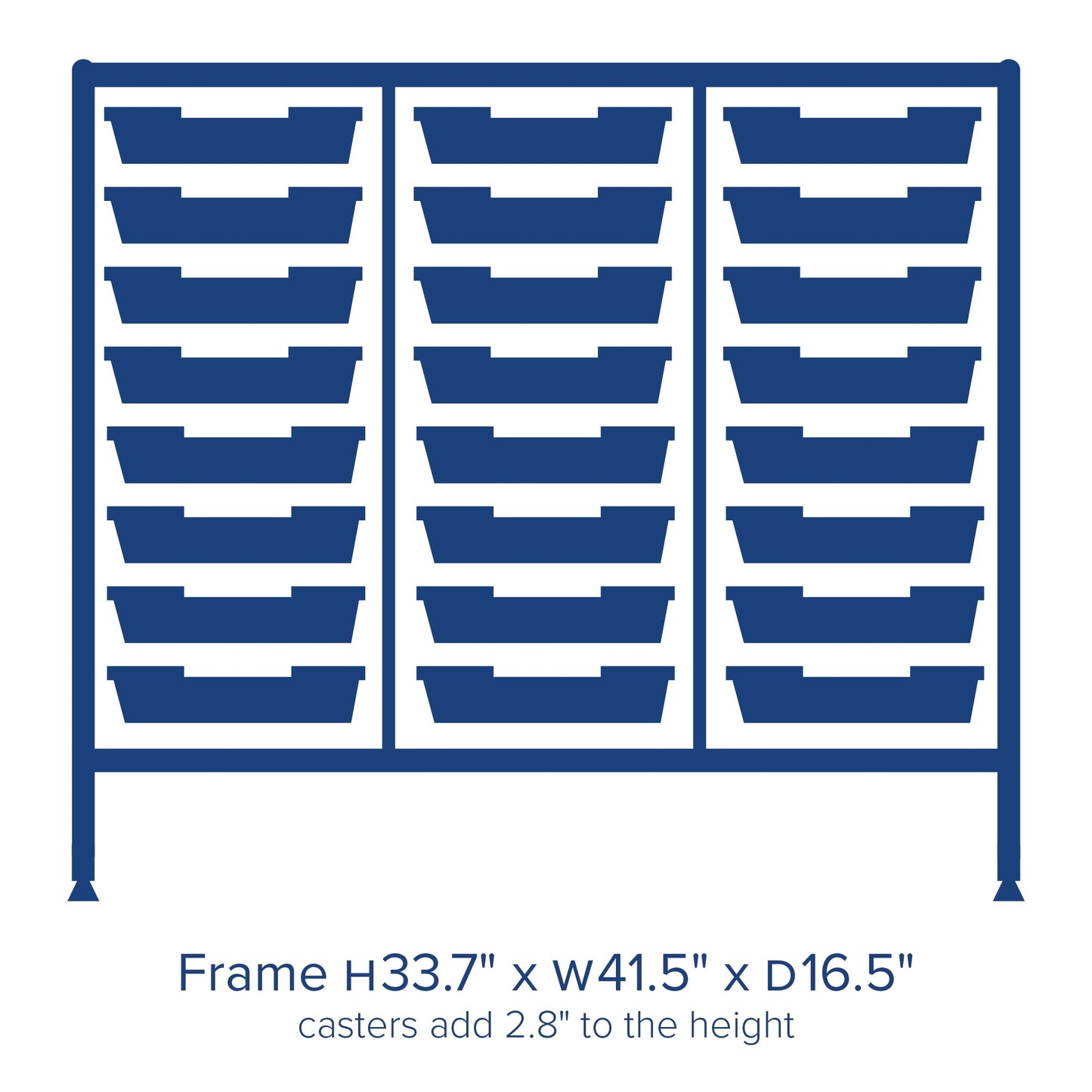 Gratnells Dynamis Triple Cart Set 3 Silver with 3" 2 Braked Casters & Optional Feet and 24 - 3 inch deep Trays (GRA - DYTM344F01) - SchoolOutlet