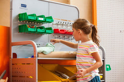 Gratnells MakerSpace Cart Set 1 in Silver w/ fixings pack 3 Deep and 12 Shallow Trays (GRA-MST0144)