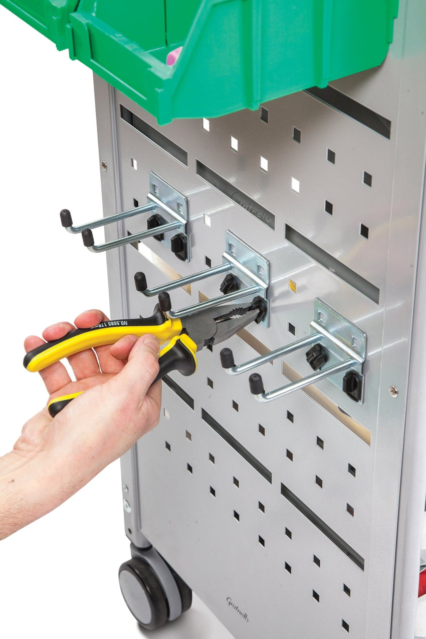 Gratnells MakerSpace Cart Set 1 in Silver w/ fixings pack 3 Deep and 12 Shallow Trays (GRA - MST0144) - SchoolOutlet