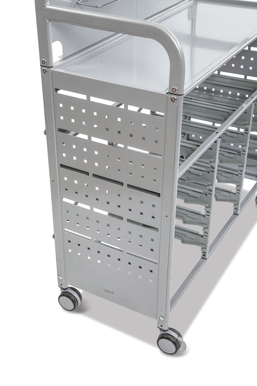 Gratnells MakerSpace Cart Set 1 in Silver w/ fixings pack 3 Deep and 12 Shallow Trays (GRA - MST0144) - SchoolOutlet