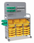 Gratnells MakerSpace Cart Set 1 in Silver w/ fixings pack 3 Deep and 12 Shallow Trays (GRA - MST0144) - SchoolOutlet