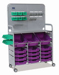 Gratnells MakerSpace Cart Set 1 in Silver w/ fixings pack 3 Deep and 12 Shallow Trays (GRA - MST0144) - SchoolOutlet