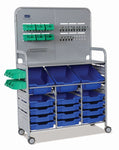 Gratnells MakerSpace Cart Set 1 in Silver w/ fixings pack 3 Deep and 12 Shallow Trays (GRA - MST0144) - SchoolOutlet