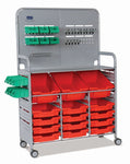 Gratnells MakerSpace Cart Set 1 in Silver w/ fixings pack 3 Deep and 12 Shallow Trays (GRA - MST0144) - SchoolOutlet