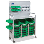 Gratnells MakerSpace Cart Set 1 in Silver w/ fixings pack 3 Deep and 12 Shallow Trays (GRA - MST0144) - SchoolOutlet