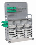 Gratnells MakerSpace Cart Set 1 in Silver w/ fixings pack 3 Deep and 12 Shallow Trays (GRA - MST0144) - SchoolOutlet