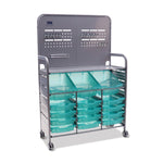 Gratnells MakerSpace Cart Set 1 in Silver w/ fixings pack 3 Deep and 12 Shallow Trays (GRA - MST0144) - SchoolOutlet