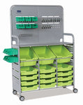 Gratnells MakerSpace Cart Set 1 in Silver w/ fixings pack 3 Deep and 12 Shallow Trays (GRA - MST0144) - SchoolOutlet