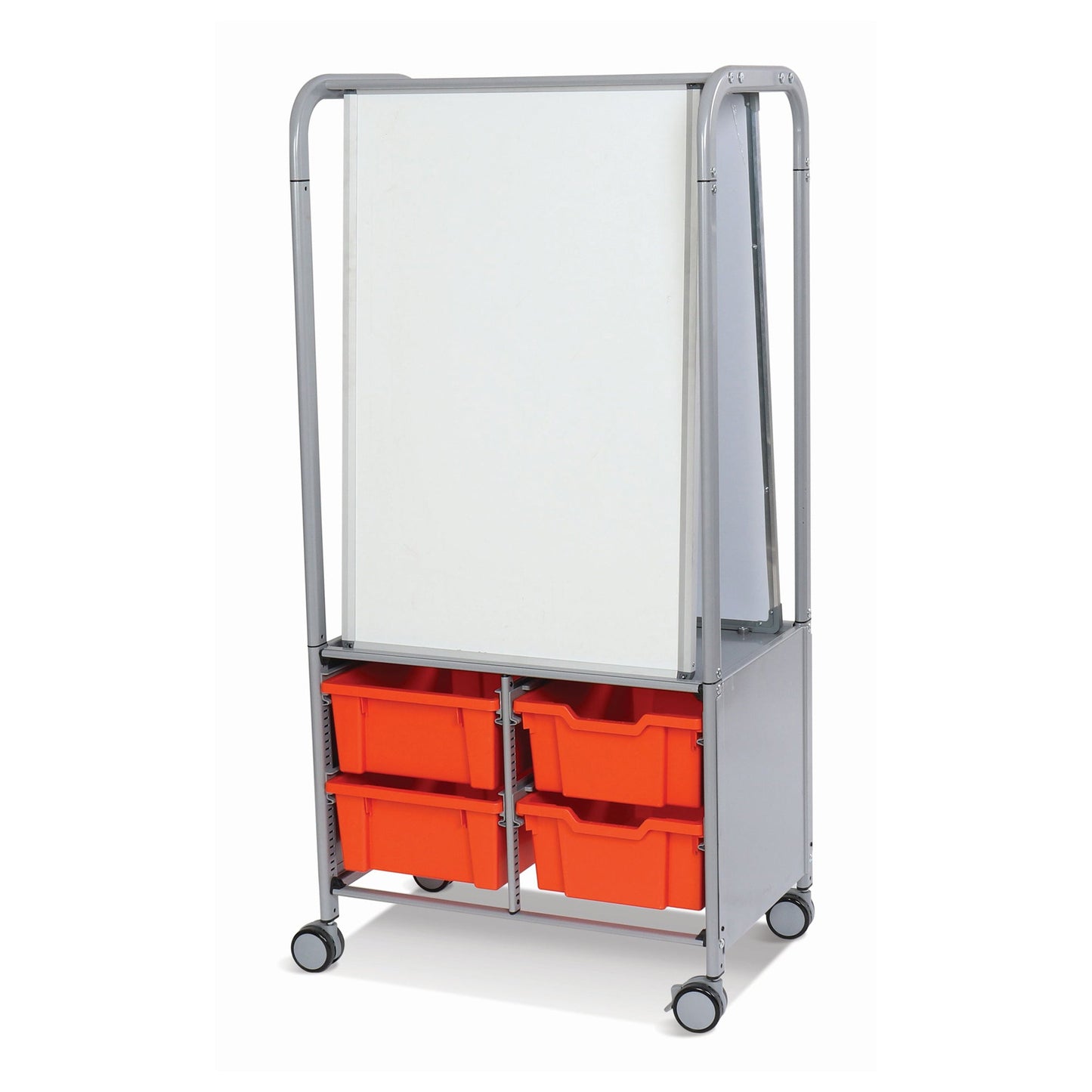 Gratnells MakerHub Cart in Silver with runners, 2 magnetic boards & 4 Deep Trays (GRA - MST0544) - SchoolOutlet