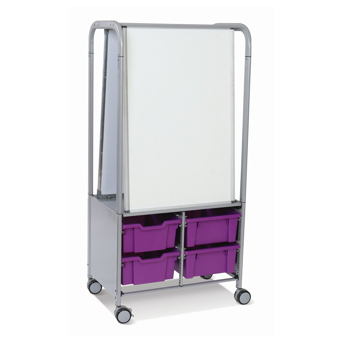 Gratnells MakerHub Cart in Silver with runners, 2 magnetic boards & 4 Deep Trays (GRA - MST0544) - SchoolOutlet