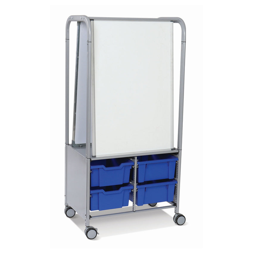 Gratnells MakerHub Cart in Silver with runners, 2 magnetic boards & 4 Deep Trays (GRA - MST0544) - SchoolOutlet