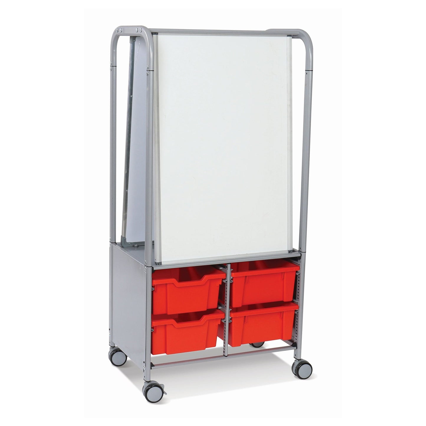 Gratnells MakerHub Cart in Silver with runners, 2 magnetic boards & 4 Deep Trays (GRA - MST0544) - SchoolOutlet
