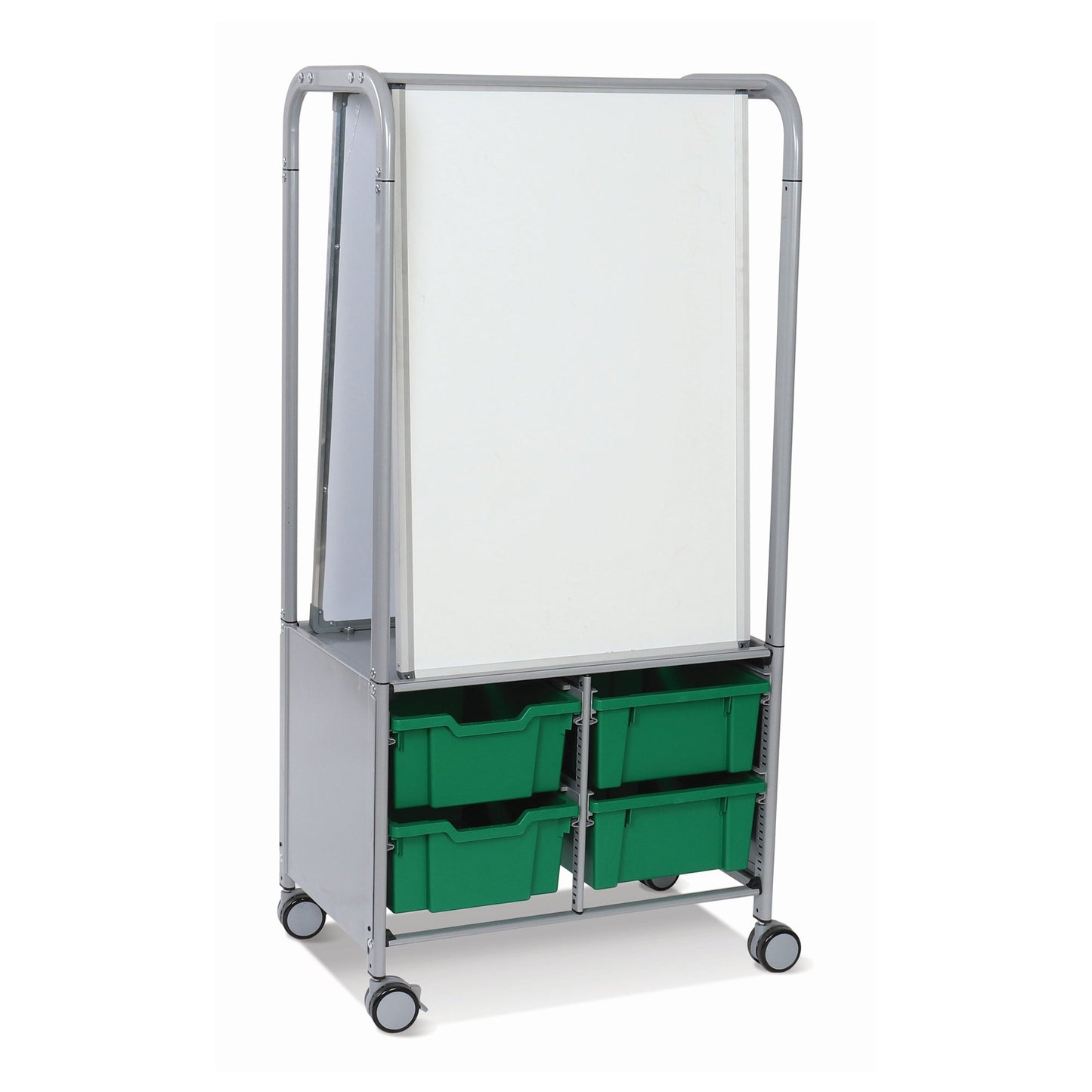 Gratnells MakerHub Cart in Silver with runners, 2 magnetic boards & 4 Deep Trays (GRA - MST0544) - SchoolOutlet