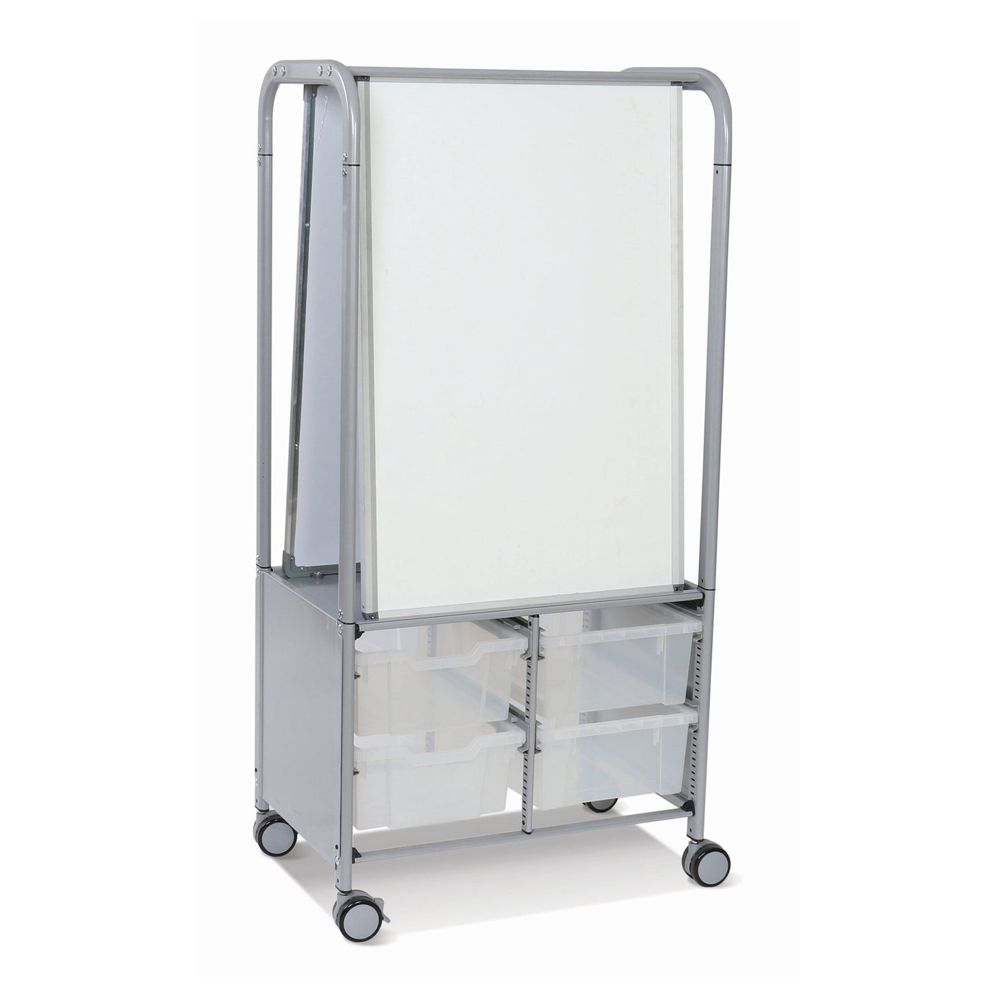 Gratnells MakerHub Cart in Silver with runners, 2 magnetic boards & 4 Deep Trays (GRA - MST0544) - SchoolOutlet