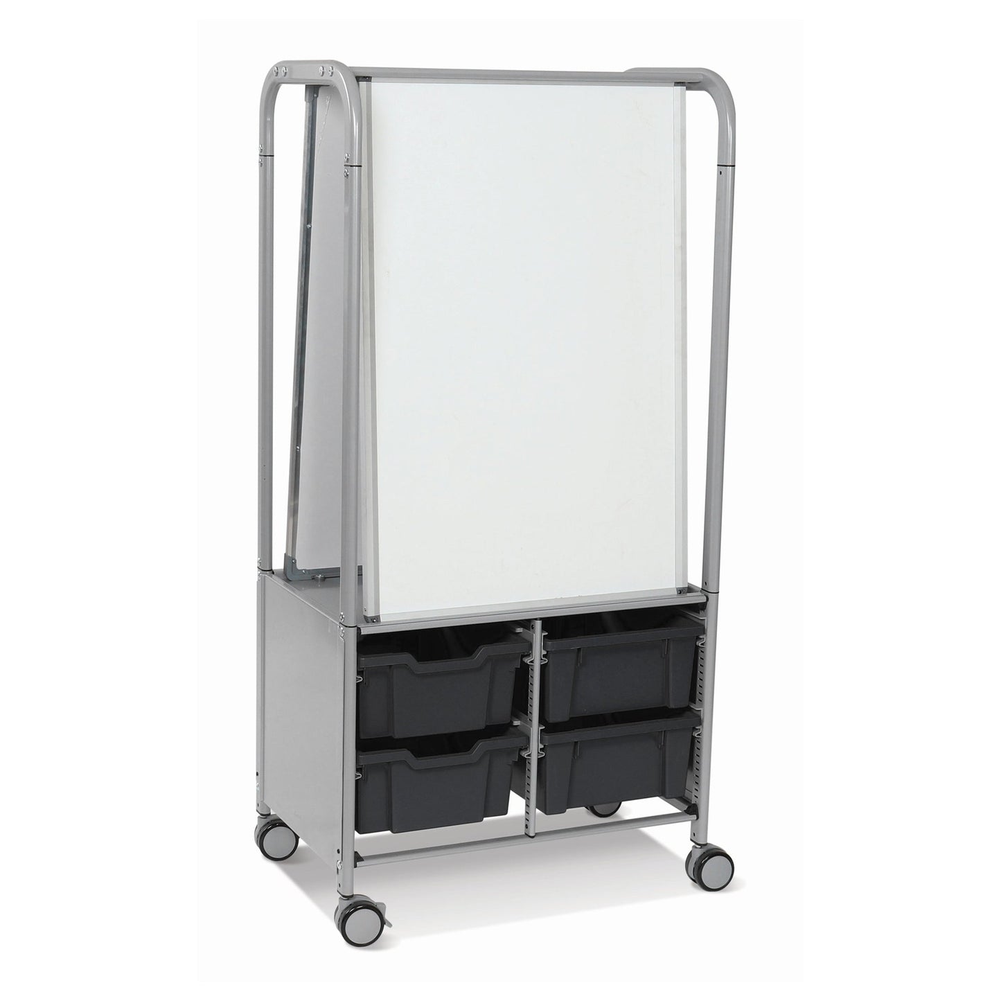 Gratnells MakerHub Cart in Silver with runners, 2 magnetic boards & 4 Deep Trays (GRA - MST0544) - SchoolOutlet