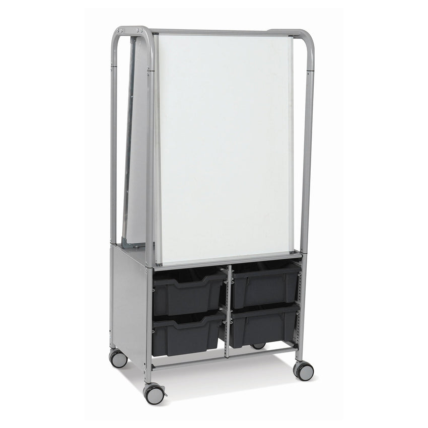 Gratnells MakerHub Cart in Silver with runners, 2 magnetic boards & 4 Deep Trays (GRA - MST0544) - SchoolOutlet