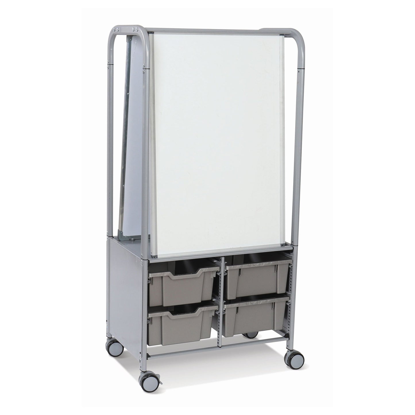 Gratnells MakerHub Cart in Silver with runners, 2 magnetic boards & 4 Deep Trays (GRA - MST0544) - SchoolOutlet