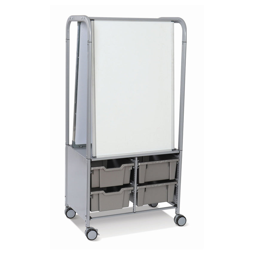 Gratnells MakerHub Cart in Silver with runners, 2 magnetic boards & 4 Deep Trays (GRA - MST0544) - SchoolOutlet