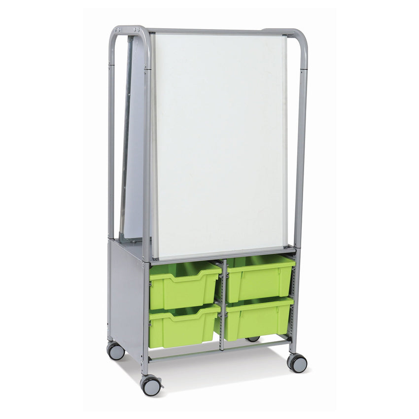 Gratnells MakerHub Cart in Silver with runners, 2 magnetic boards & 4 Deep Trays (GRA - MST0544) - SchoolOutlet