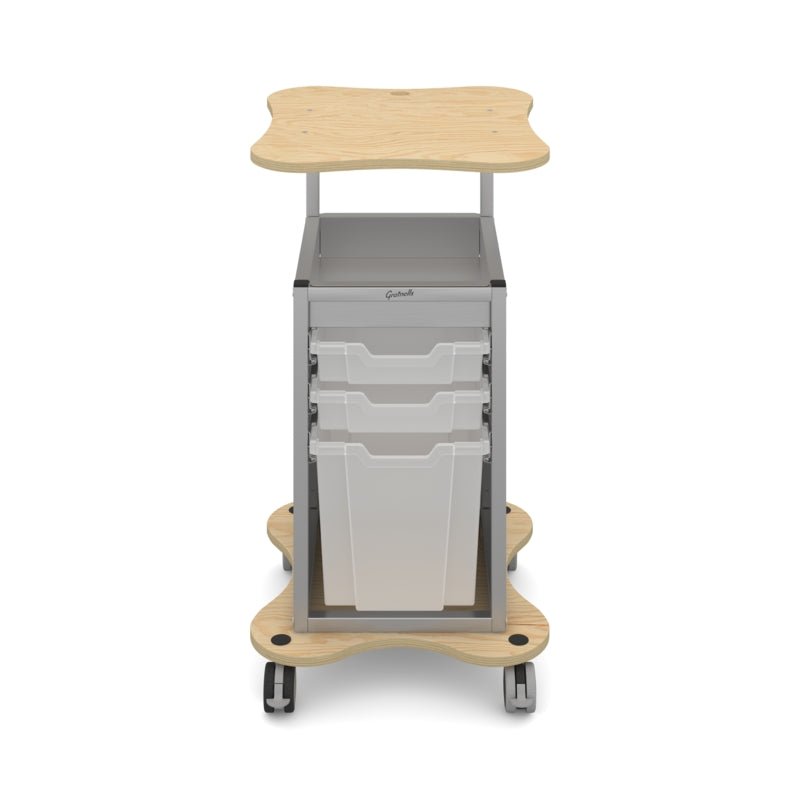 Gratnells MyBASE Silver Cart with 2 Shallow & 1 Jumbo Standard Translucent Trays (GRA - MYBT44C20) - SchoolOutlet