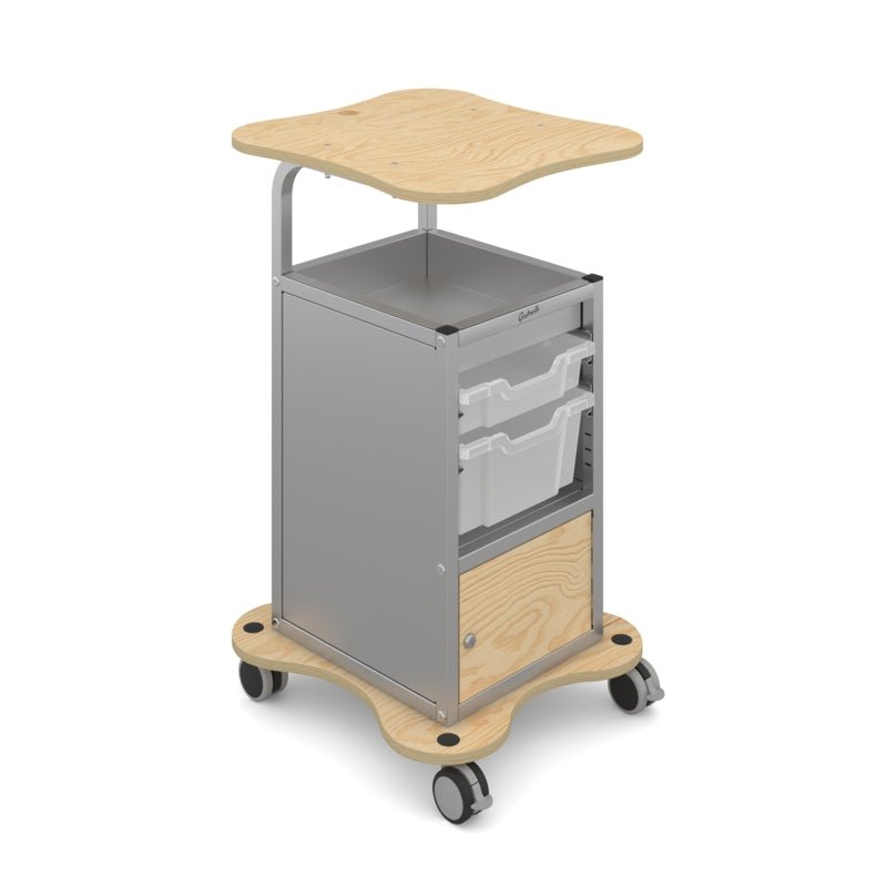 Gratnells MyBASE+ Lockable Silver Cart, Includes 1 Shallow & 1 Deep Standard Translucent Trays (GRA - MYBT44D20) - SchoolOutlet