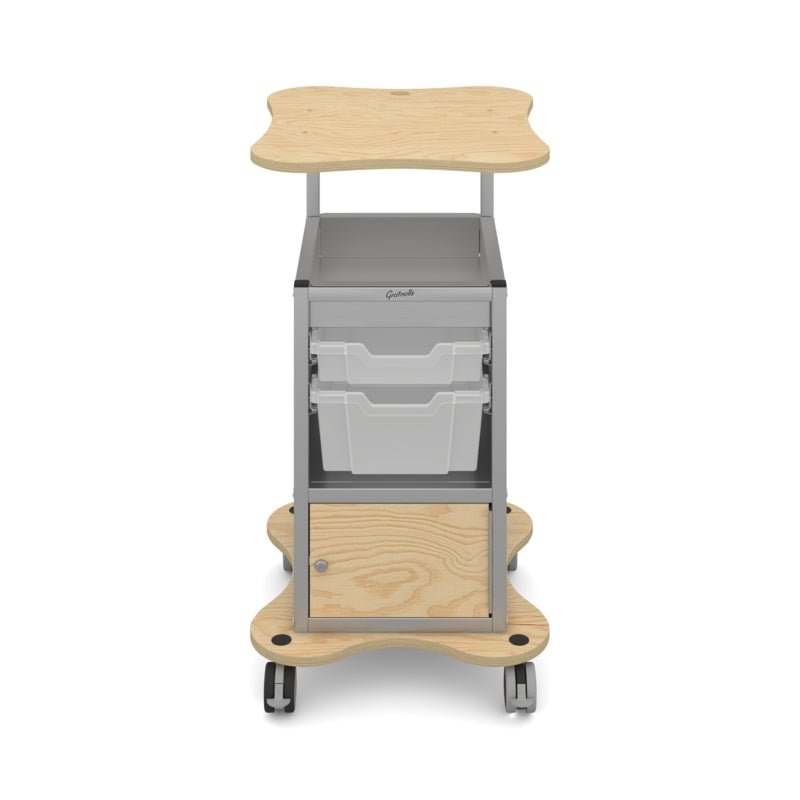 Gratnells MyBASE+ Lockable Silver Cart, Includes 1 Shallow & 1 Deep Standard Translucent Trays (GRA - MYBT44D20) - SchoolOutlet