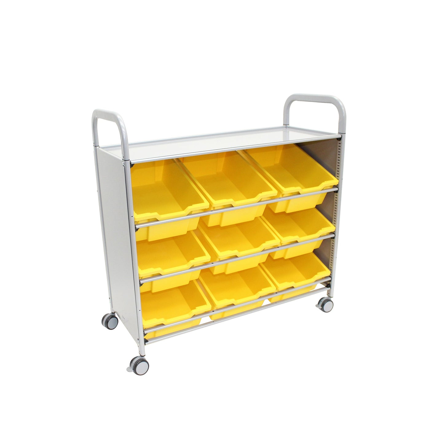 Gratnells Callero Tilted Tray Cart in Silver w/ 9 Deep Trays (GRA - SSET0144) - SchoolOutlet