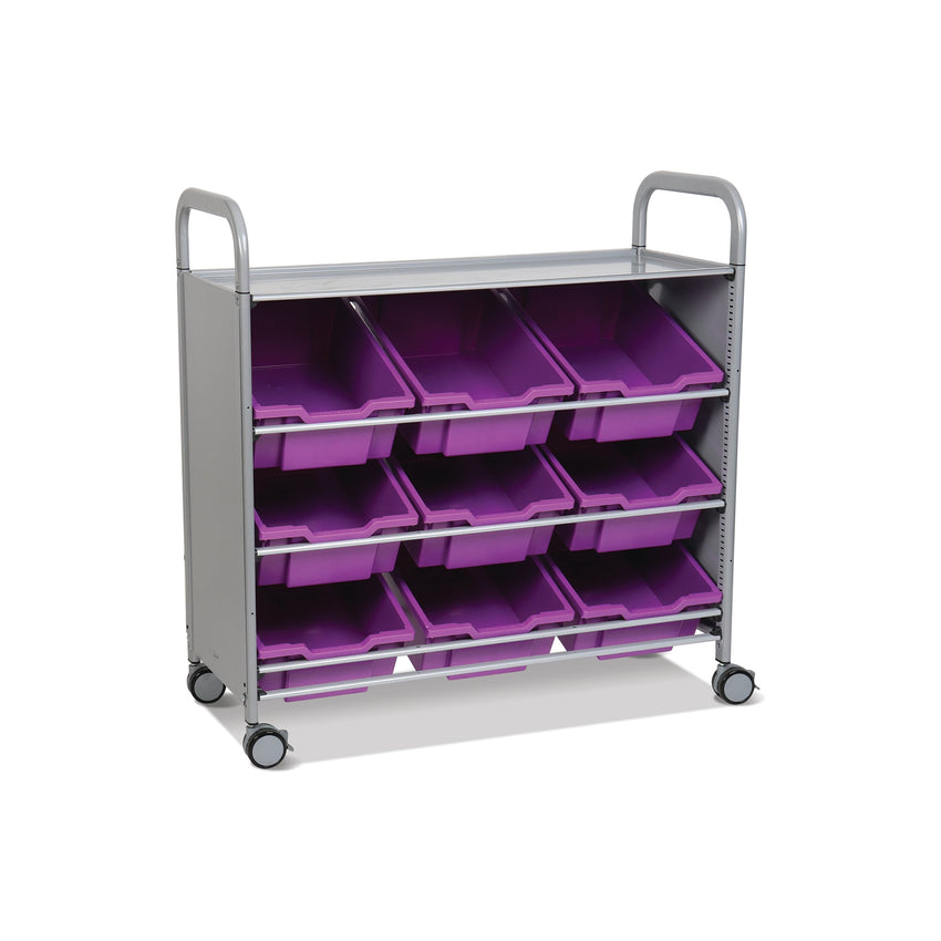 Gratnells Callero Tilted Tray Cart in Silver w/ 9 Deep Trays (GRA - SSET0144) - SchoolOutlet