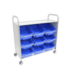 Gratnells Callero Tilted Tray Cart in Silver w/ 9 Deep Trays (GRA - SSET0144) - SchoolOutlet