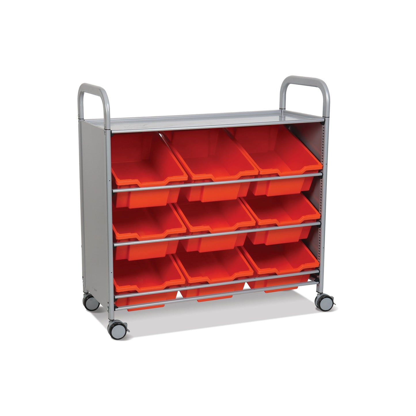 Gratnells Callero Tilted Tray Cart in Silver w/ 9 Deep Trays (GRA - SSET0144) - SchoolOutlet