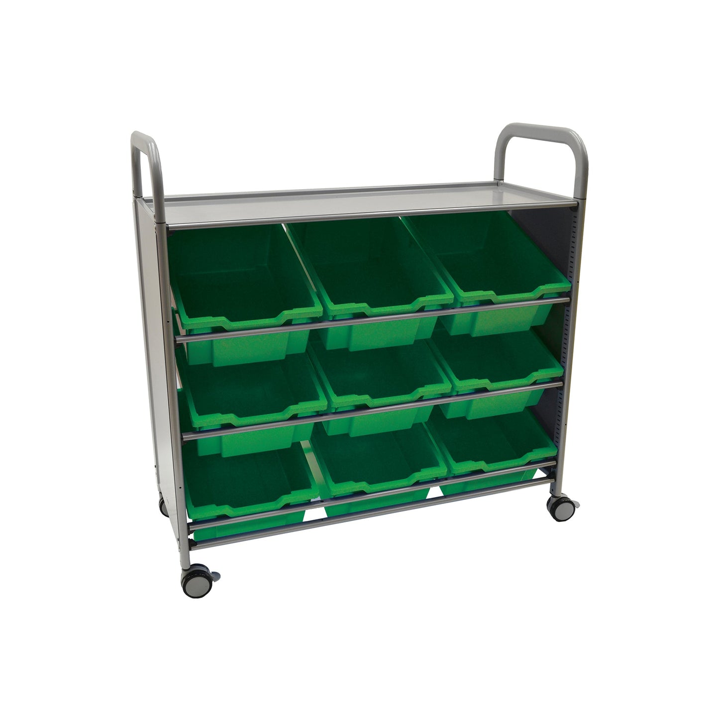 Gratnells Callero Tilted Tray Cart in Silver w/ 9 Deep Trays (GRA - SSET0144) - SchoolOutlet