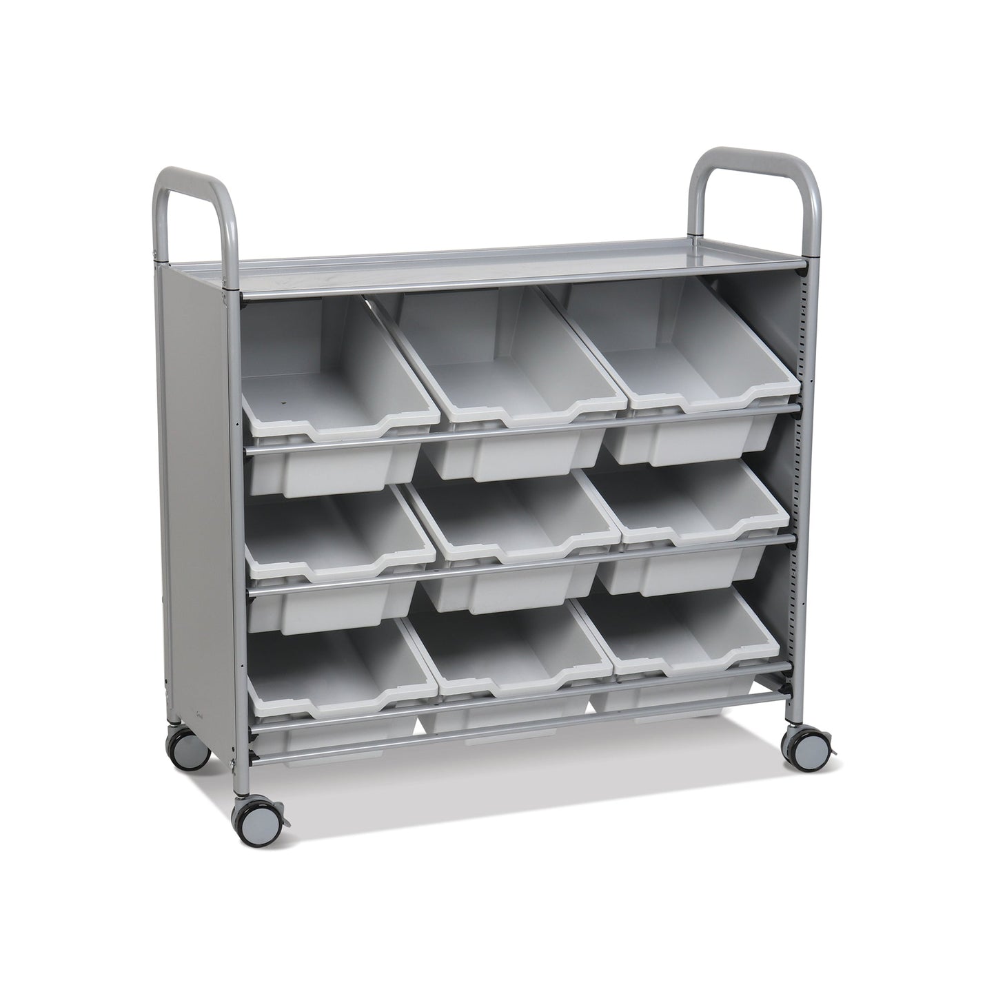 Gratnells Callero Tilted Tray Cart in Silver w/ 9 Deep Trays (GRA - SSET0144) - SchoolOutlet