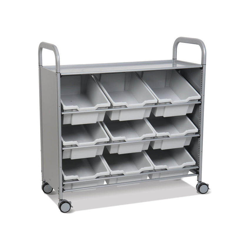 Gratnells Callero Tilted Tray Cart in Silver w/ 9 Deep Trays (GRA - SSET0144) - SchoolOutlet