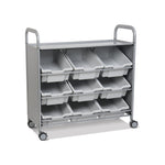 Gratnells Callero Tilted Tray Cart in Silver w/ 9 Deep Trays (GRA - SSET0144) - SchoolOutlet