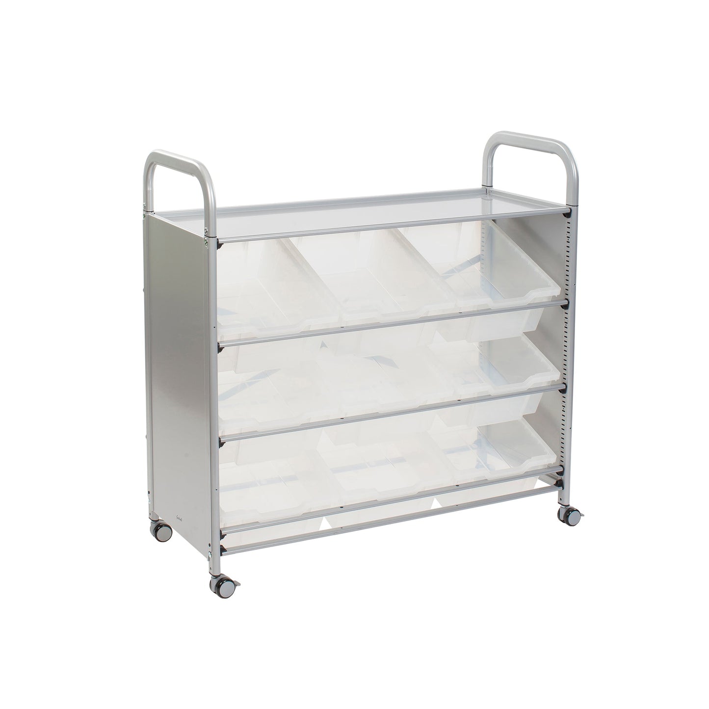 Gratnells Callero Tilted Tray Cart in Silver w/ 9 Deep Trays (GRA - SSET0144) - SchoolOutlet