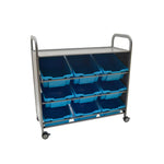 Gratnells Callero Tilted Tray Cart in Silver w/ 9 Deep Trays (GRA - SSET0144) - SchoolOutlet