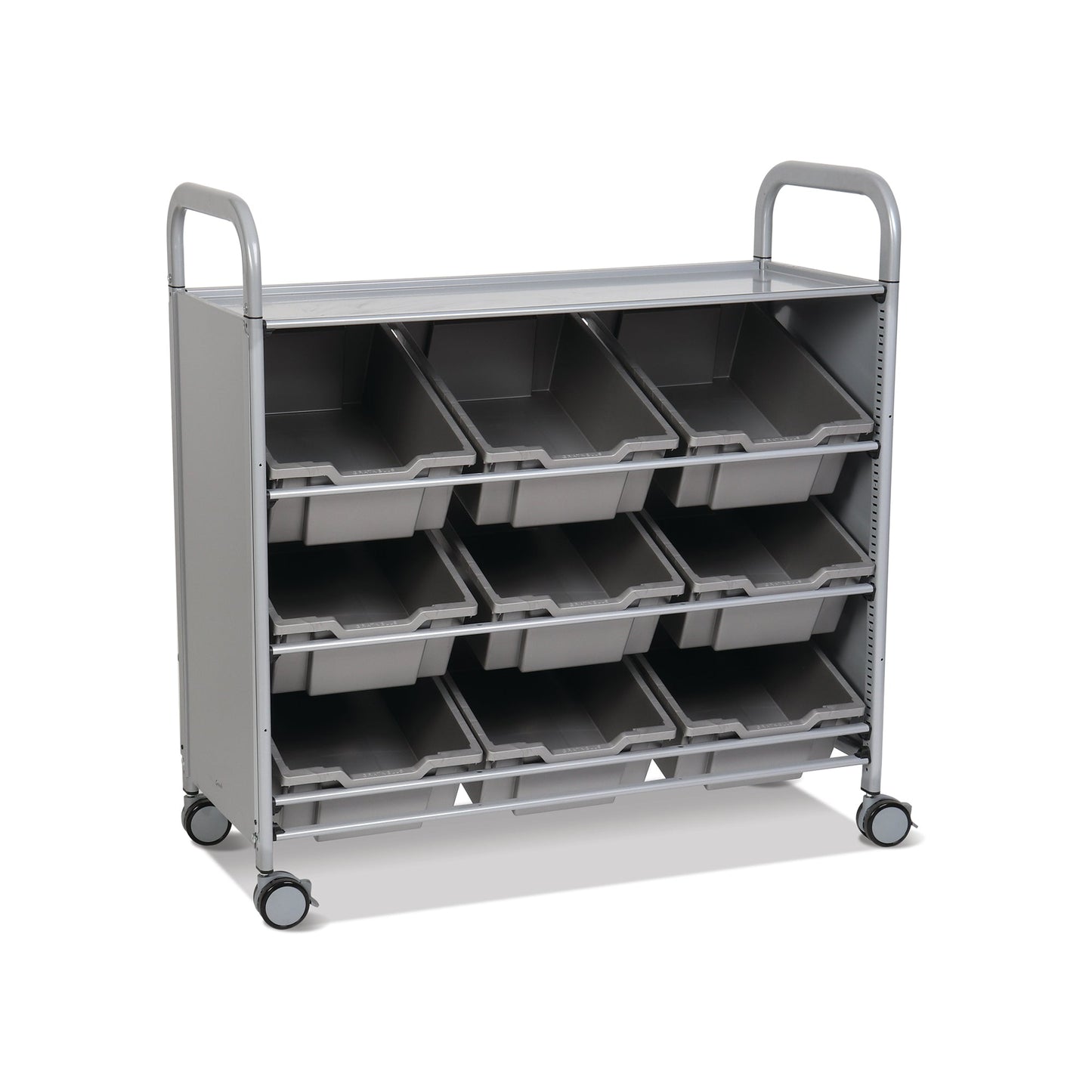 Gratnells Callero Tilted Tray Cart in Silver w/ 9 Deep Trays (GRA - SSET0144) - SchoolOutlet