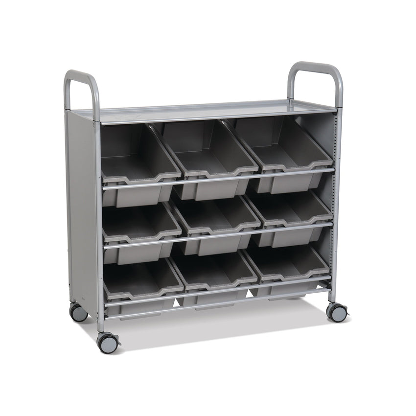 Gratnells Callero Tilted Tray Cart in Silver w/ 9 Deep Trays (GRA - SSET0144) - SchoolOutlet