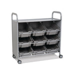 Gratnells Callero Tilted Tray Cart in Silver w/ 9 Deep Trays (GRA - SSET0144) - SchoolOutlet