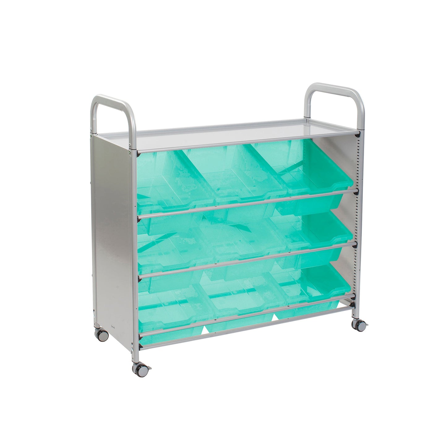 Gratnells Callero Tilted Tray Cart in Silver w/ 9 Deep Trays (GRA - SSET0144) - SchoolOutlet
