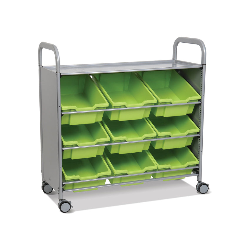 Gratnells Callero Tilted Tray Cart in Silver w/ 9 Deep Trays (GRA - SSET0144) - SchoolOutlet