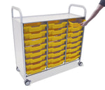 Gratnells Callero Triple Cart in Silver w/ 24 Shallow F1 Trays (GRA - SSET0344) - SchoolOutlet